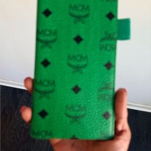 MCM Emerald Green Logo Wallet checkbook